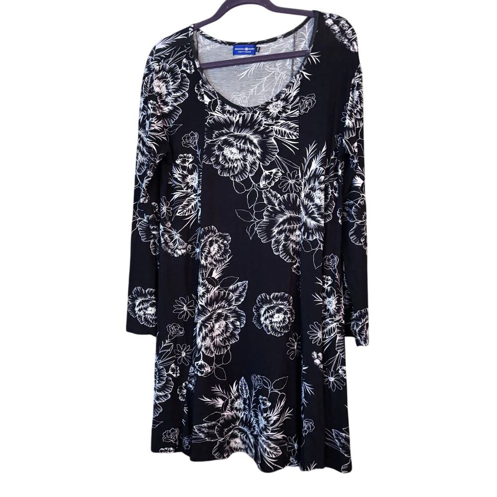 Mexicali Blues A-line Black Floral Dress L/XL Flowy Lightweight Effortless Boho